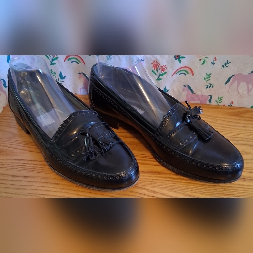 EUC Vintage Bally Black Leather Wing Tip Formal Casual Comfy Loafer Shoe SZ 9W